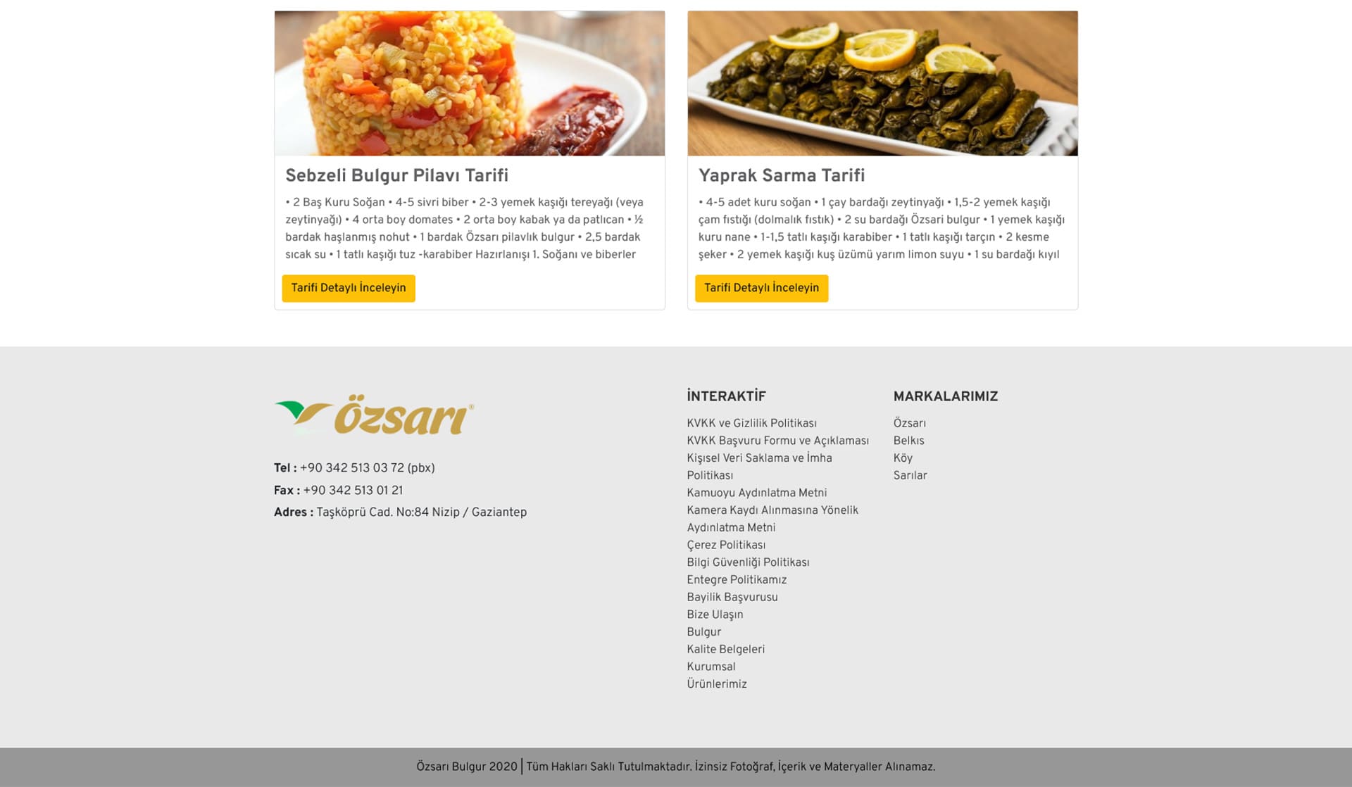 Özsarı Bulgur / Kurumsal Web Sitesi