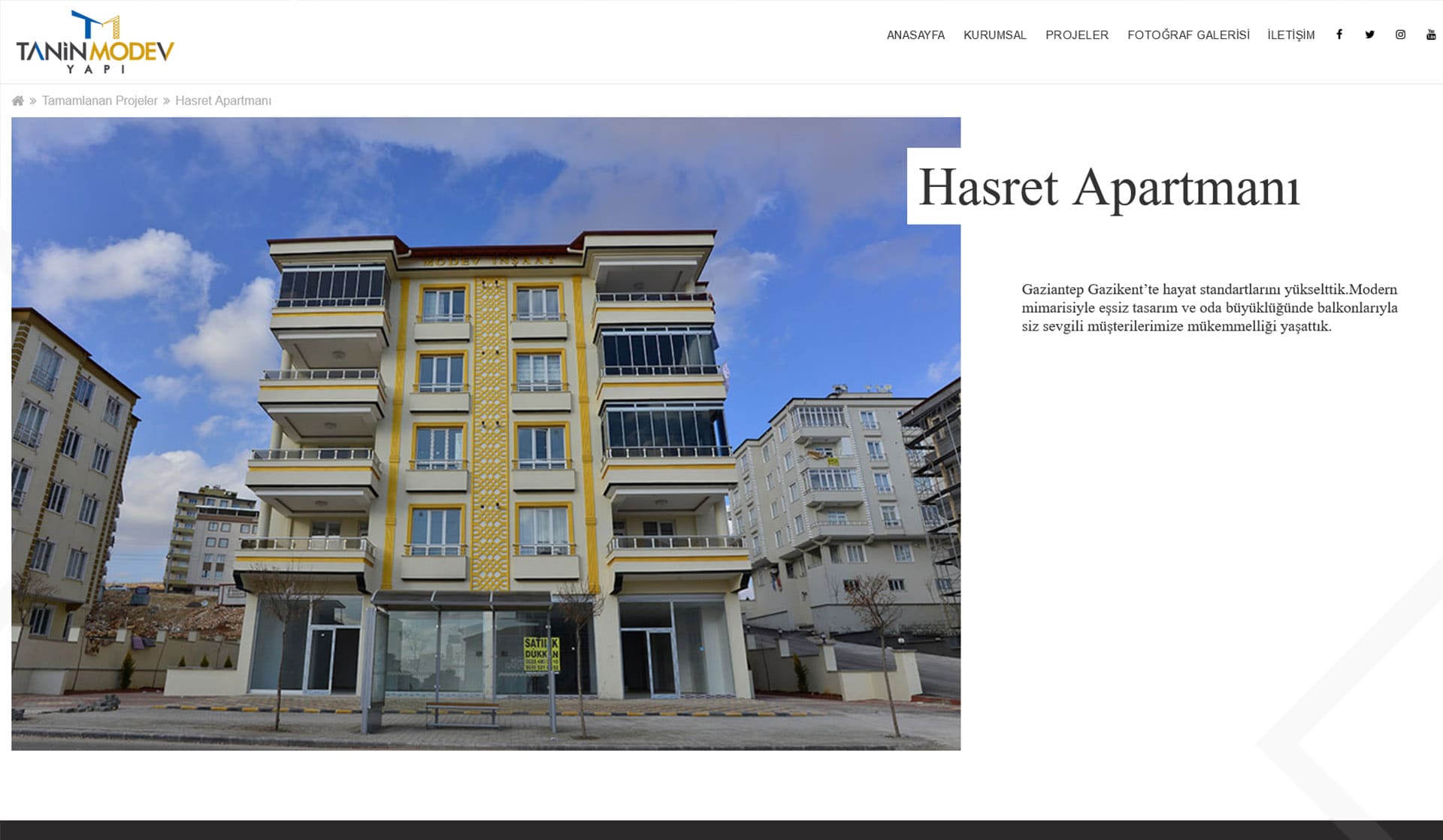 Tanin Modew Yapı / Kurumsal Web Sitesi